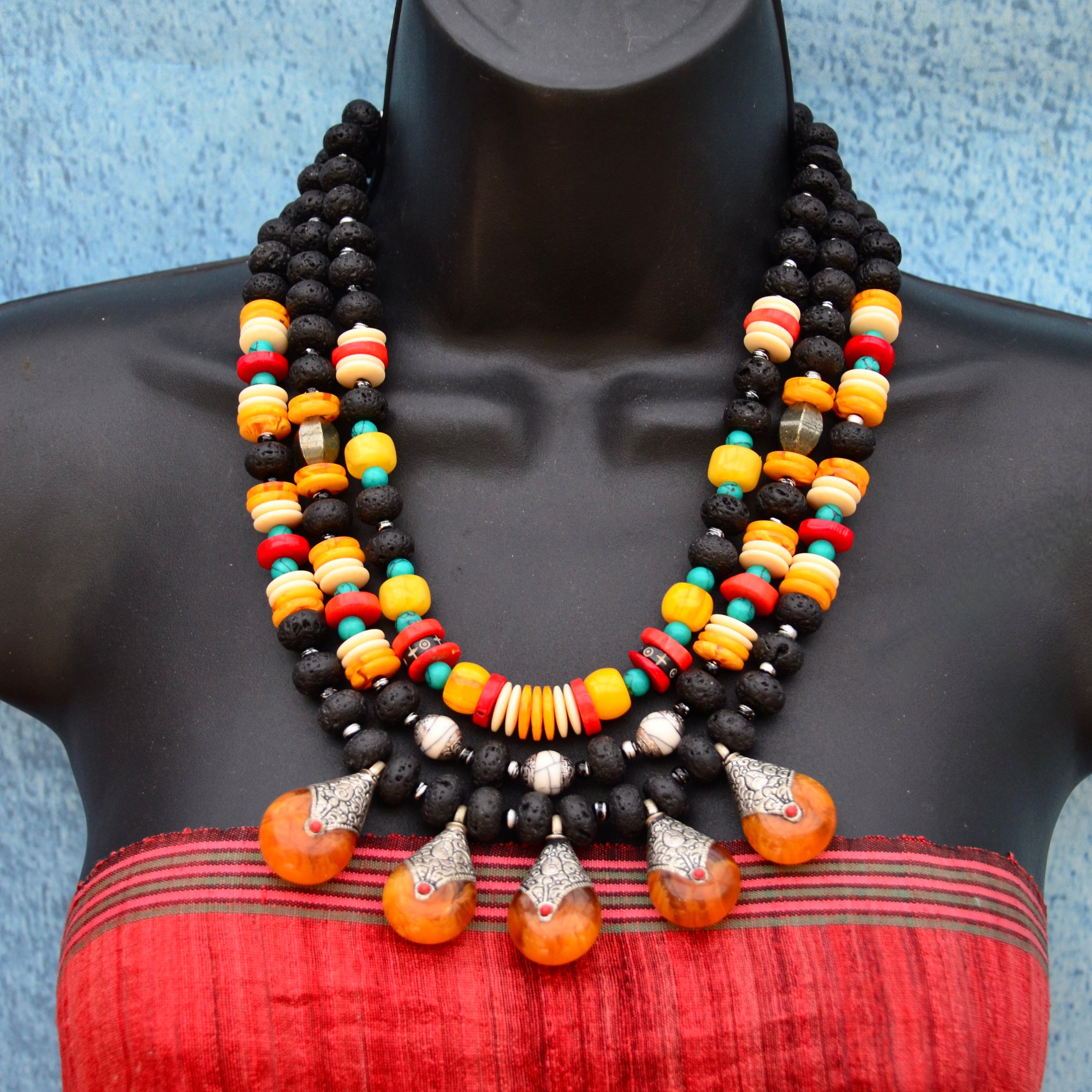 colourful jewellery, lava beads, turquoise, Tibetan pendants, coral ...